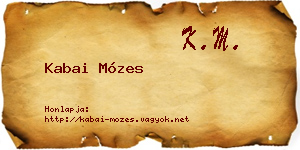 Kabai Mózes névjegykártya
